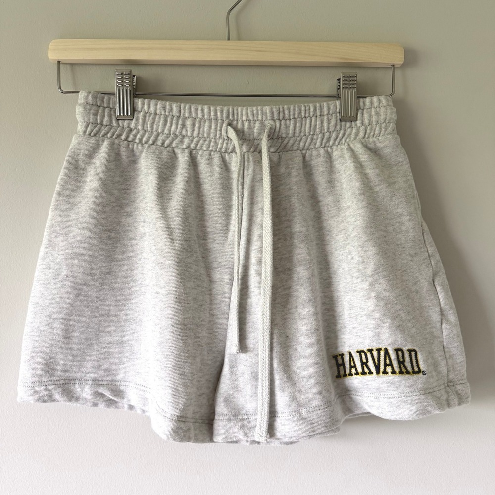 Zara Harvard University Heather Gray Sweat Shorts Womens Medium Collegiate Logo